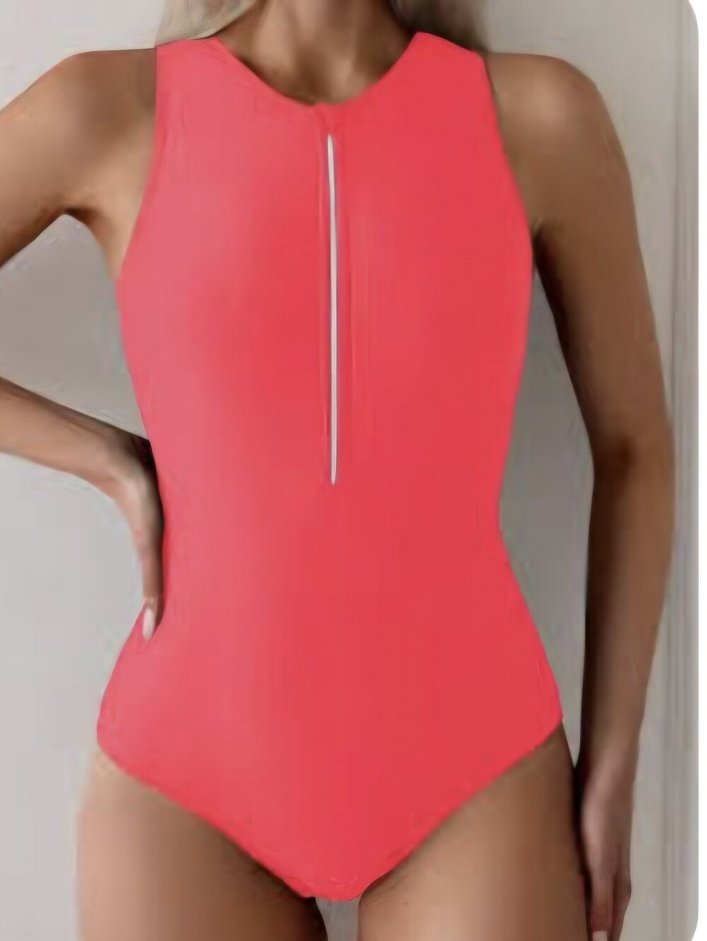 1 piece athletic zip front swimsuit scuba swimsuit neon fluorescent pink small